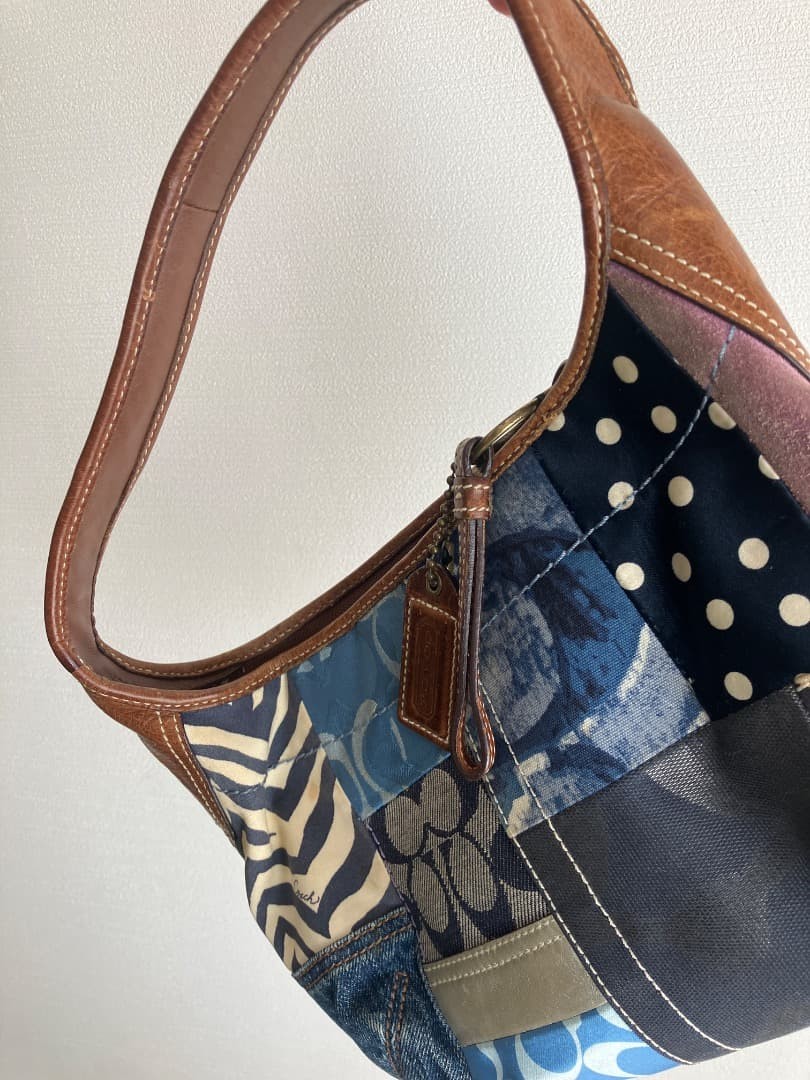 COACH One Shoulder Patchwork Denim Signature 10807 - image 7