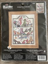 Vtg Bucilla ANTIQUE SHOE COLLECTION Counted Cross Stitch 42640 11"x14" NOS