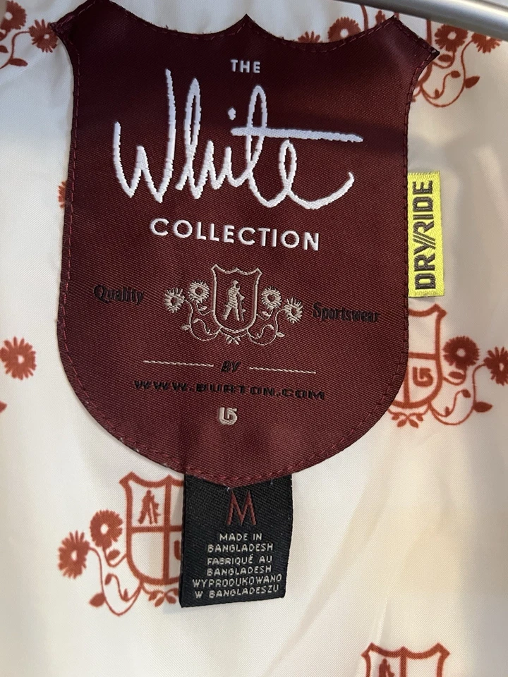 Chaqueta Burton Para Hombre The White Collection Blanco Rayas DryRide Con Capucha Talla Mediana Foto 4 de 4