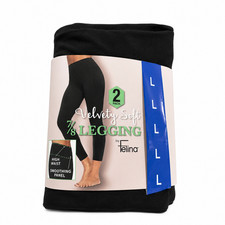 Felina Women's Velvety Soft 7/8 Legging, 2-Pack Large Black
