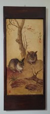 OM02 Lee Man Fong (1913-1988) Oil Painting ‘Two Rabbits’ Signature Seals