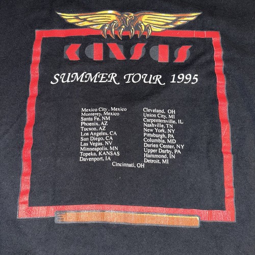 Vintage Kansas Band T Shirt Summer 1995 Tour Single Stitch Sz L Made In USA, Size L, $39.99 - Photo 10