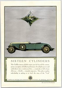 Vintage 1930 Cadillac, 16 Cylinders, Automobile, Auto, Car, 30's Print Ad