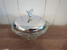 Swirled Glass With Silver Lid Dish 8" W