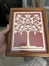 Scherenschnitte Folk Art  - Signed/Framed Apple Tree 8” X 10”  Mary Helene 1983