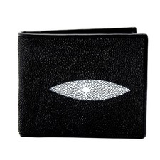 New Black Genuine Two Ray Leather Skin Men Bifold Slim Wallet With Coin Pocket .