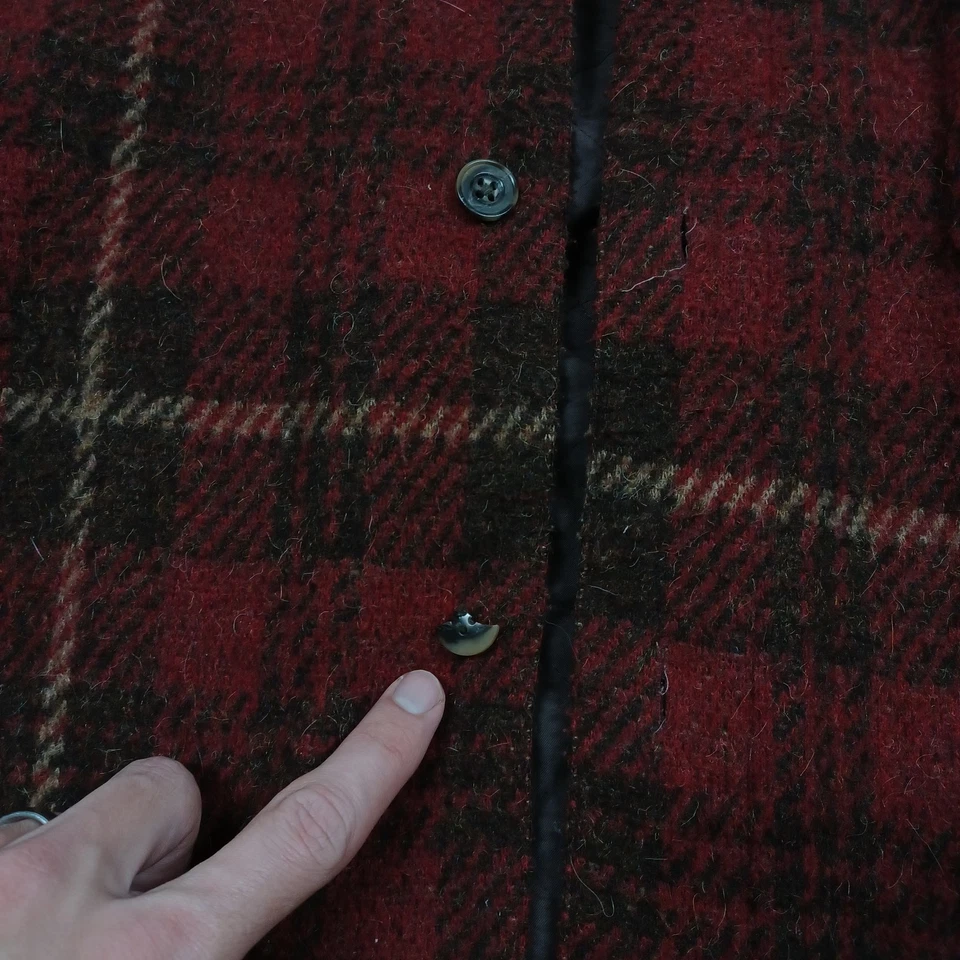 Abrigo vintage Banana Republic para hombre grande rojo a cuadros ropa de cabina lana alpaca Foto 4 de 4