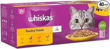 WHISKAS - 7+- Senior Wet Cat Food Pouches - 40 x 85 g - Poultry in Jelly - Bulk  5.38 per kilo