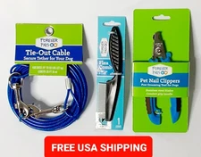 Pet Dog Cat Nail Clipper, Tie-Out Cable Tether & Flea Comb Combo Deal Free Ship