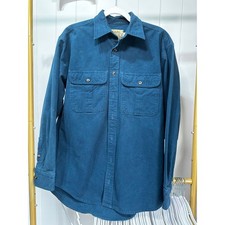 Cabelas Chamois Cloth Shirt Mens Large Blue Long Sleeve Cotton Button Down