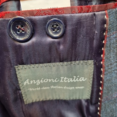 Blazer Anzioni Italia blu check misto lana giacca quadri italiana petto 42" - Foto 3 di 22