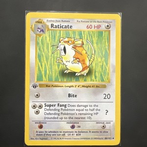 Raticate 1st Edition Base Set Shadowless 40/102 Pokemon 1999 Vintage LP *