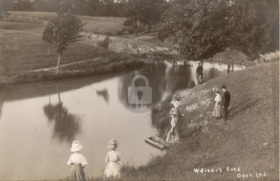 Walter's Pond at Odon IN Indiana RPPC Photo Postcard COPY