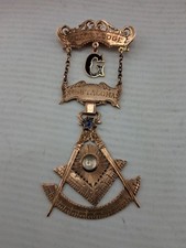 MASONIC 10K SOLID YELLOW GOLD COMPASS MEDAL BADGE PIN State Lodge #68 Tacoma