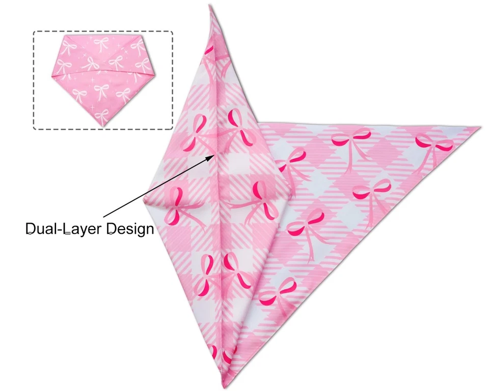 Pink Bow Dog Bandanas,Pink Christmas Scarf for Girls,Cute Coquette Bowknot Do... - Image 4 of 4