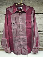 VTG Wrangler Shirt Mens XL Cowboy Cut X Long Tails Pearl Snap Pink Western USA