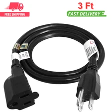Heavy Duty Extension Cord Flexible and Sturdy Indoor Outdoor 3 Feet 14 AWG 15A