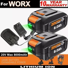 1-2PACK WA3520 For WORX 8.0Ah 20V MAX Extend Battery WA3525 WA3575 Lithium Tools