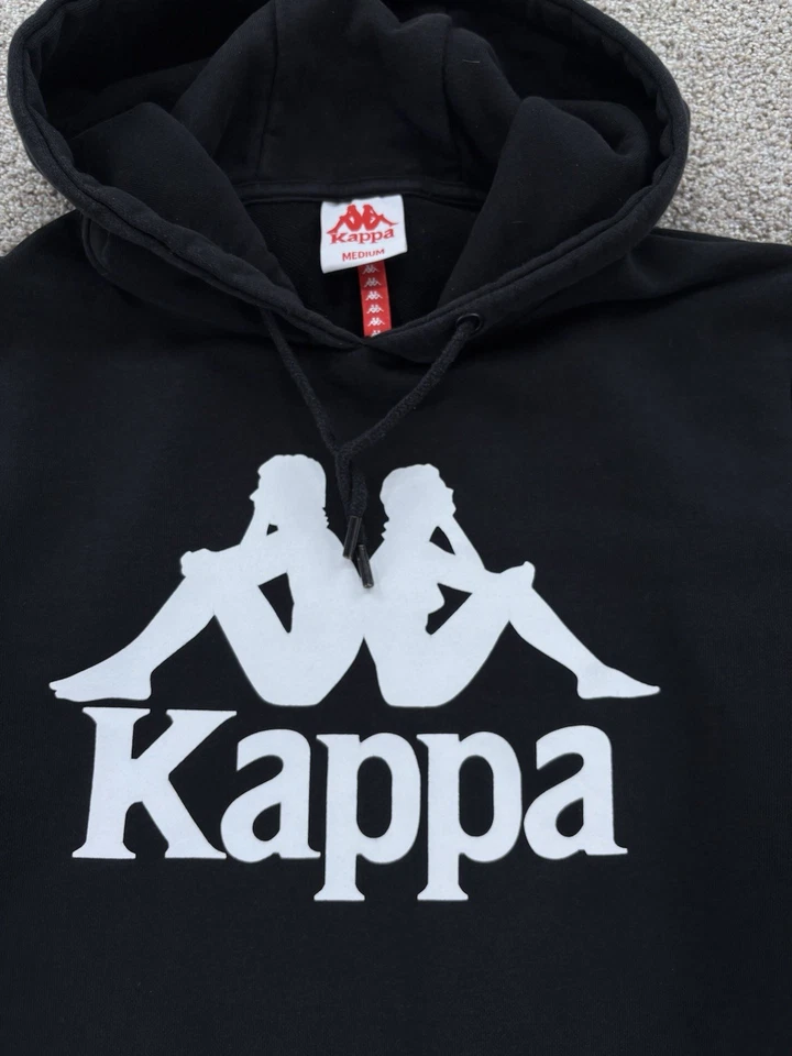 Sudadera con Capucha Kappa Pullover Mujer Mediana Negra Sin Bolsillos Frontales Polar Sudadera Foto 2 de 4