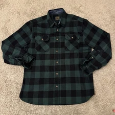 Jachs Flannel Plaid Shirt Men’s Large Green Black Western Button Up