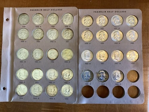 uncirculated franklin half dollar complete set 1948 - 1963