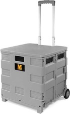 Collapsible Rolling Utility Cart with Lid 80 lb Capacity Folding Dolly with