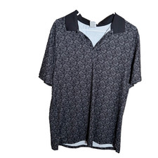 All In Motion Polo Shirt Men's Large Gray Floral Athletic Short Sleeve Collared