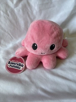 TeeTurtle Reversible 4'' Octopus Plushie - Light Pink (Happy) + Dark Pink (Angry)