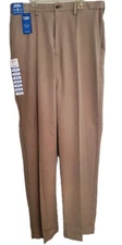 Haggar Cool 18 PRO Dress Pants Men's 34 x 34 Tan Classic Fit Shirt Gripper NWT