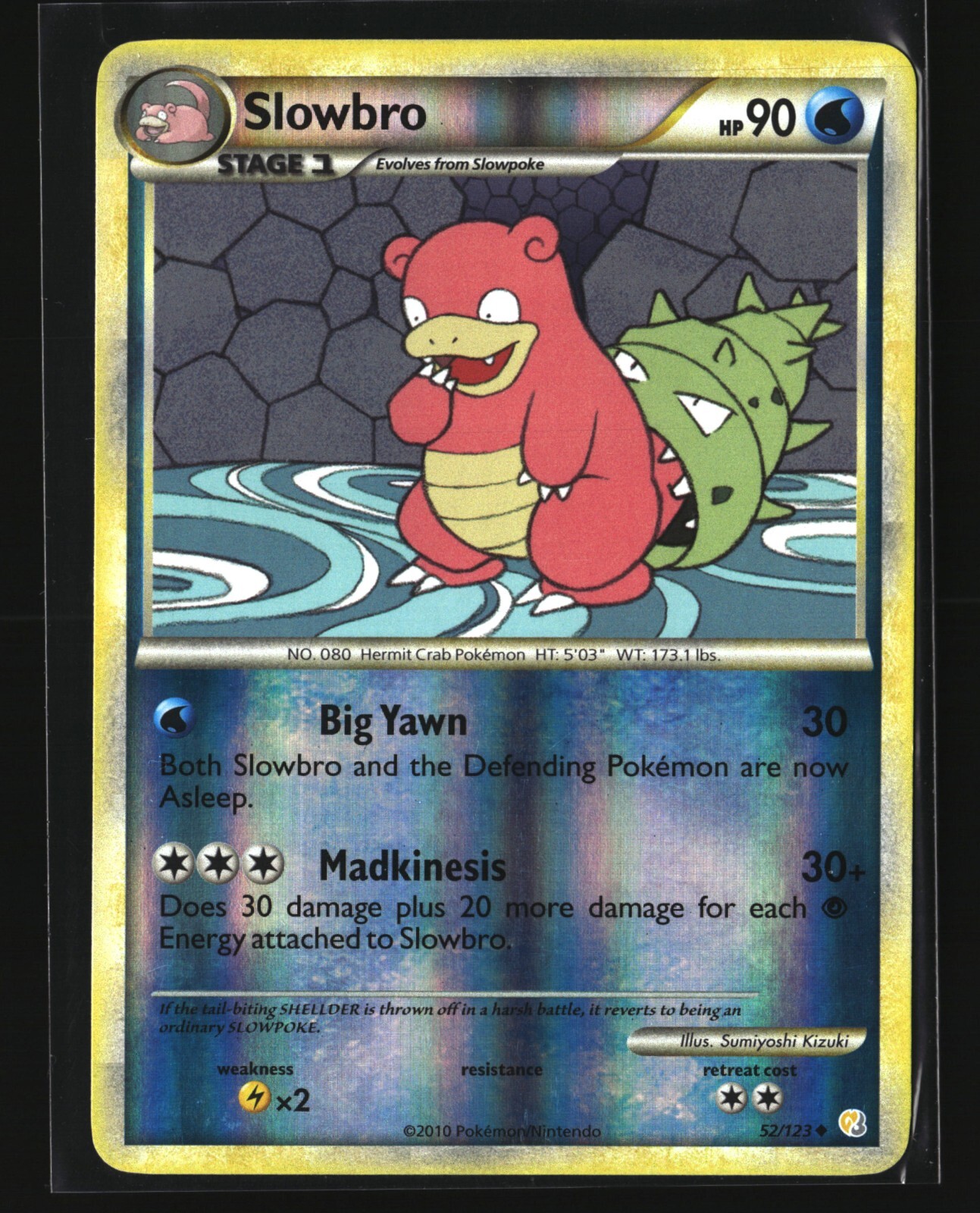 Pokemon SLOWBRO 52/123 Reverse Holo (2010 HeartGold SoulSilver) LP/Light Play
