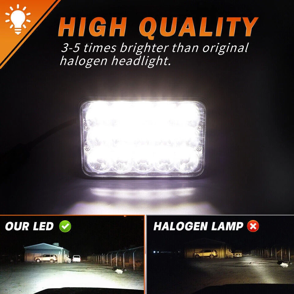 For Chevrolet El Camino 1982-1987 4pcs 4X6" LED Headlights Hi/Lo Sealed Beam H4 Foto 3 de 4