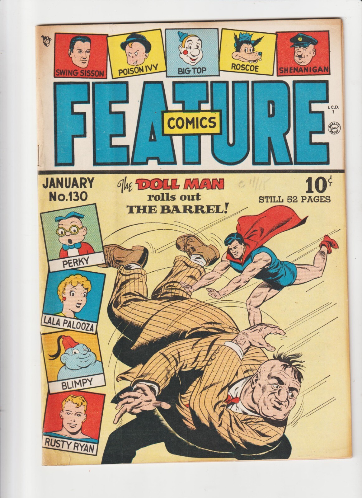 FEATURE COMICS 130  GOLDEN AGE QUALITY 1947 - DOLL MAN -