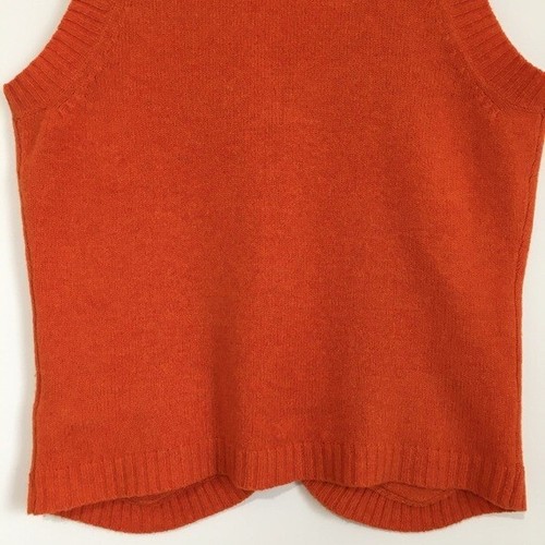 Boden maglione cardigan vintage lana arancione bottoni scollo a V maglia senza maniche gilet - Foto 8 di 16