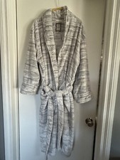 Daniel Buchler NEW YORK Women s Cozy Soft Plush Robe with Belt in Gray Size M/L