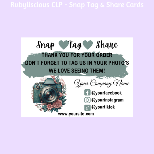 Snap Tag & Share Cards - Personalised - A6 - FREE POST - Picture 1 of 1