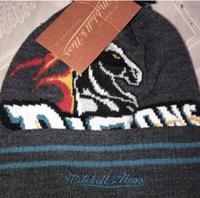 Detroit Pistons Hat Winter Beanie Throwback Mitchell & Ness Cap Brand New