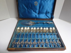 Rare Victorian Tiffany & Co Sterling Silver Ice Cream Set in Box Estate Find