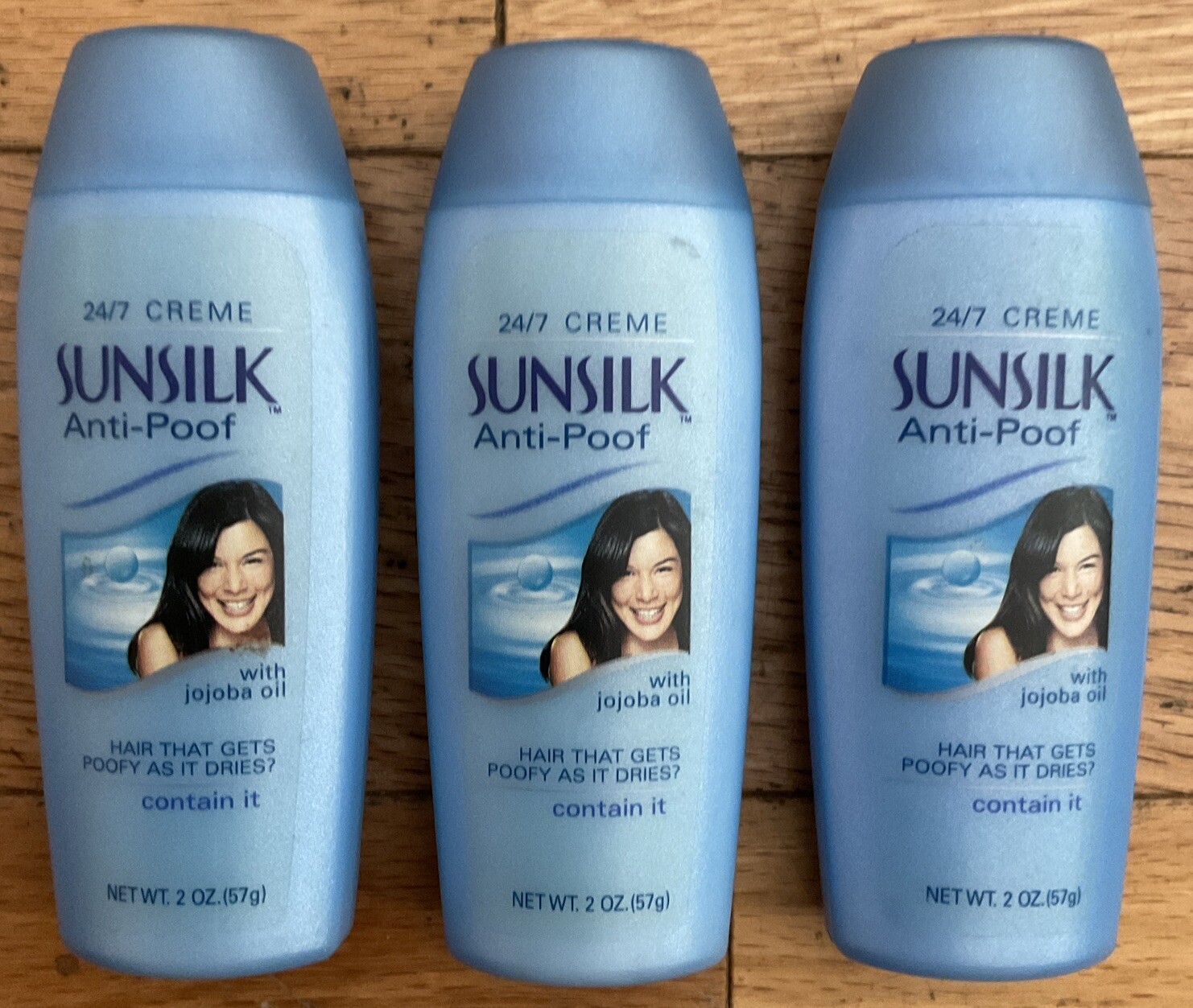 Lot of 3: Sunsilk Anti-Poof 24/7 Creme With Jojoba Oil 2oz TRAVEL PURSE SIZE