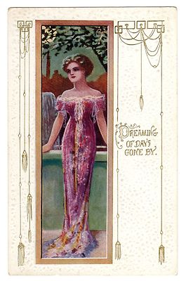 POSTCARD U.S. WOMAN ART NOUVEAU DREAMING OF DAYS GONE BY 1918 | eBay