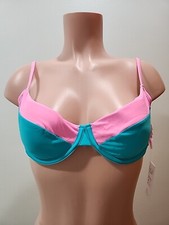 Nwt Cupshe Underwire Colorblock Blue Pink Bikini Top Womens Size Small