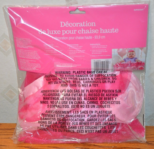 Deluxe Pink High Chair Decoration for 1st Birthday, 37" wide - Picture 3 of 3