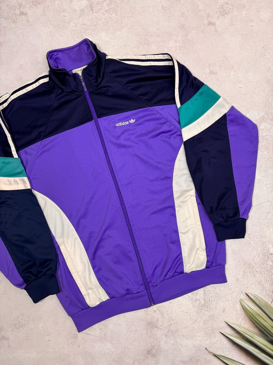 Vintage 90s Adidas Track Jacket Purple & Dark Blue D7 - 186