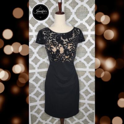 Alex Evenings Black Petite Short Empire Waist Sequin Bodice