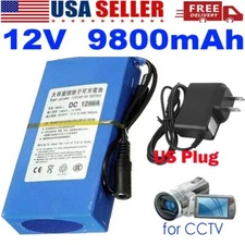 9800mAh Rechargeable Lithium-ion Battery 12V DC Portable Battery Pack w/ Charger