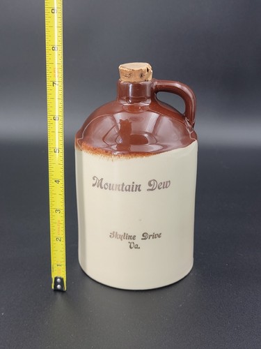 VTG Mountain Dew Skyline Drive. VA 22 K Gold Hand Decorated Crock Ceramic Jug - Picture 2 of 8
