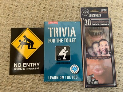 Neu Geschenk Neuheit Geschenk kein Eintritt Postkarte Quiz für die Toilette 3D Gesicht Untersetzer