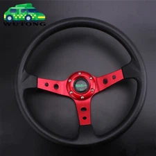 RED 14INCH 3" Deep Dish Aluminum Racing Steering Wheel Drifting 6 Bolt Universal