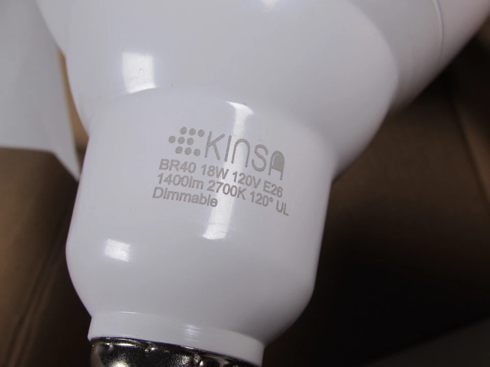 KINSA 24 Pack BR40 LED Bulb, 18W=100W, Dimmable, 2700K SOFT WHITE, 1400 LM LOT - Image 3 of 4