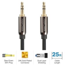 2x 25FT AUX Headphone 3.5mm Cable Male to Male Car Stereo Audio Cord iPhone MP3