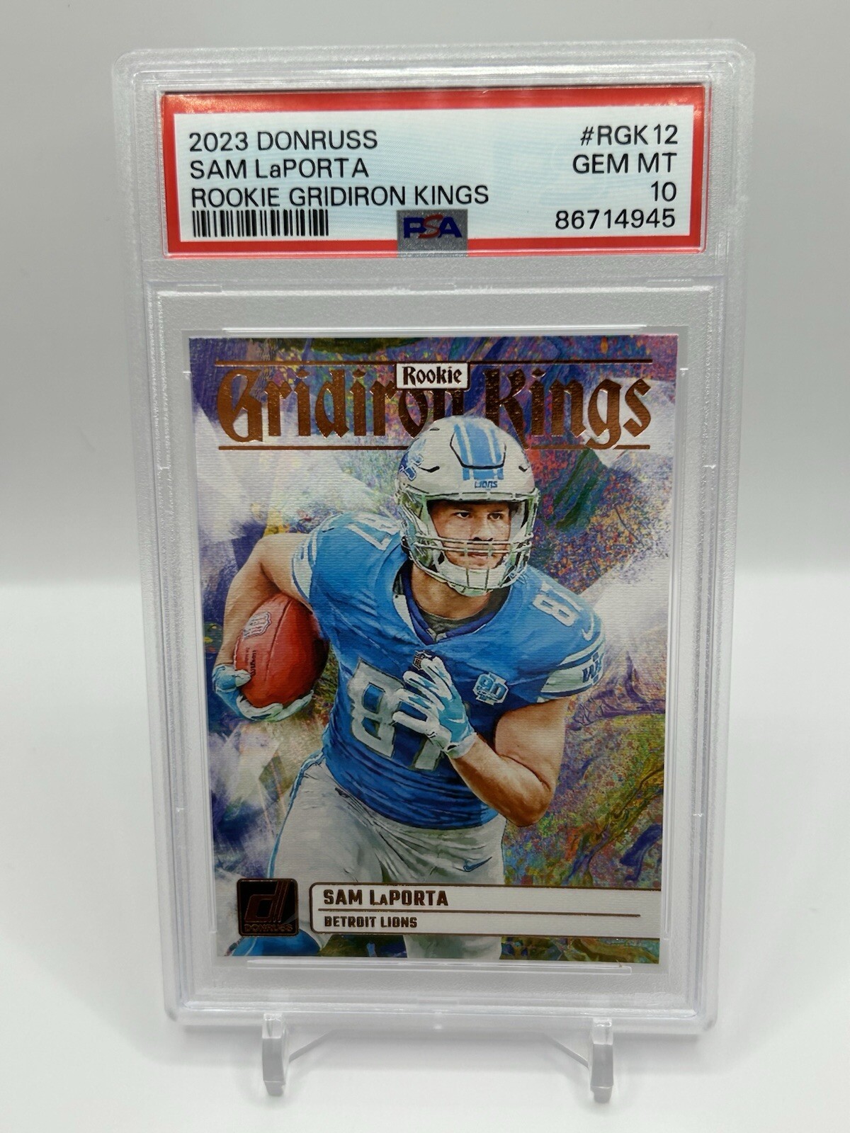 Sam Laporta 2023 Panini Donruss Rookie Gridiron Kings #RGK12 PSA 10 Lions!